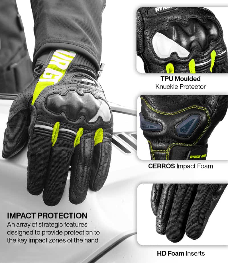 Rynox Air GT Gloves Black Hi viz Green - Image 4