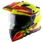 AXOR X-Cross Flash Dual Visor Helmet -  Neon Yellow Red