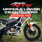 Zana Upper & Lower Crash Guard With Slider Combo (White) For TVS Apache RTX 300 Beak Version