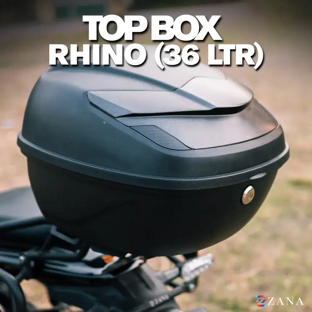 Zana-Universal-Products-Top-Box-ABS-Box-Zana-Universal-Top-Box-Rhino-36-ltr-Plastic-With-Backrest-Black-Gray Zana-Universal Top Box Rhino (36 ltr )Plastic With Backrest (Black & Gray) - Image 1
