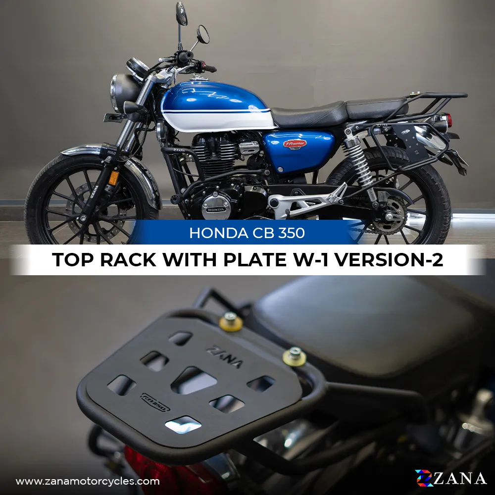 Zana-HONDA-CB350-HIGHNESS-Touring-Essentials-Top-Rack-Zana-TOP-RACK-WITH-PLATE-NEW-W-1-CB350-HNESS-HONDA-SPLIT-SEAT-SINGLE-SEAT-VERSION-2NOT-COMPATIBLE-ON-NEW-MODEL-2024-CB350-DLX-PRO. Zana Top Rack With Plate New-1 CB350 H'NESS Honda Split Seat/Single Seat Version-2(Not Compatible On New Model 2024 CB350 DLX PRO) - Image 1