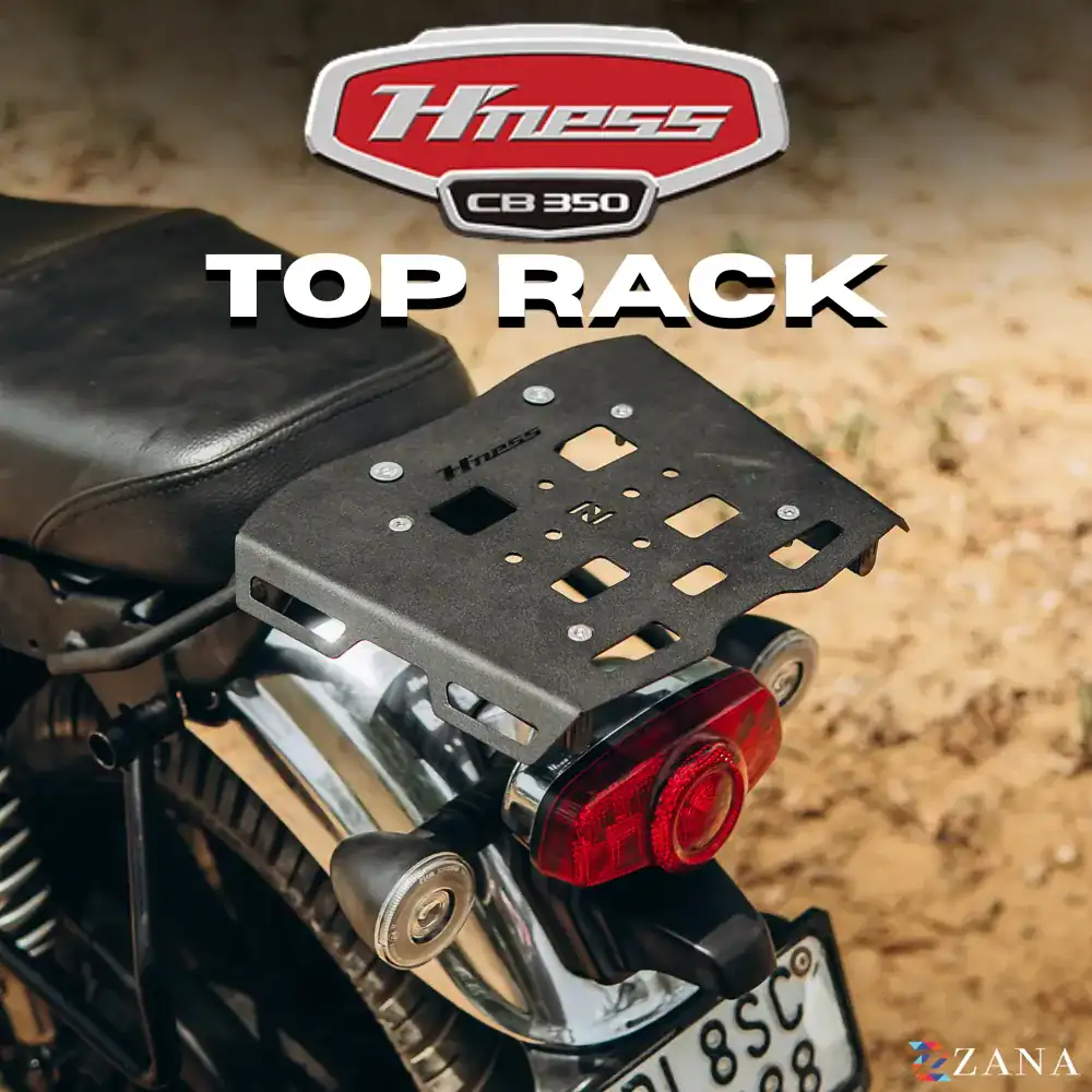 Zana-HONDA-CB350-HIGHNESS-Touring-Essentials-Top-Rack-Zana-Top-Rack-With-MS-Plate-For-CB350-Highness-Black Zana Top Rack With MS Plate For CB350 Highness (Black) - Image 1