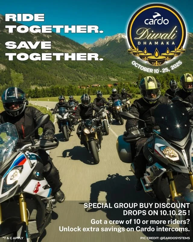 🔥 Biggest Riding Deal of the Season! 🔥
10.10.25 – The Cardo Diwali Dhamaka Begins! 🎆

Got a squad of 10+ riders? 🏍️
Gear up for the ULTIMATE GROUP-BUY DEAL and unlock massive savings on Cardo Intercoms! 💬💸

Don’t ride solo—save together, talk together, and rule the roads this Diwali! ✨
Tag your crew
Spread the world

📍 Available: In-store Pickup & Online at www.motoblazer.com

📞 Contact: 7899260004

#CardoSystemsIndia #CardoSystems #AskForCardo #UpgradeToMesh #CardoGroupBuyDiscount #DiwaliDhamaka #RidersUnite #RideTogetherSaveTogether