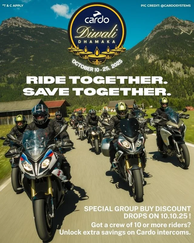 🔥 Biggest Riding Deal of the Season! 🔥
10.10.25 – The Cardo Diwali Dhamaka Begins! 🎆

Got a squad of 10+ riders? 🏍️
Gear up for the ULTIMATE GROUP-BUY DEAL and unlock massive savings on Cardo Intercoms! 💬💸

Don’t ride solo—save together, talk together, and rule the roads this Diwali! ✨
Tag your crew
Spread the world

📍 Available: In-store Pickup & Online at www.motoblazer.com

📞 Contact: 7899260004

#CardoSystemsIndia #CardoSystems #AskForCardo #UpgradeToMesh #CardoGroupBuyDiscount #DiwaliDhamaka #RidersUnite #RideTogetherSaveTogether